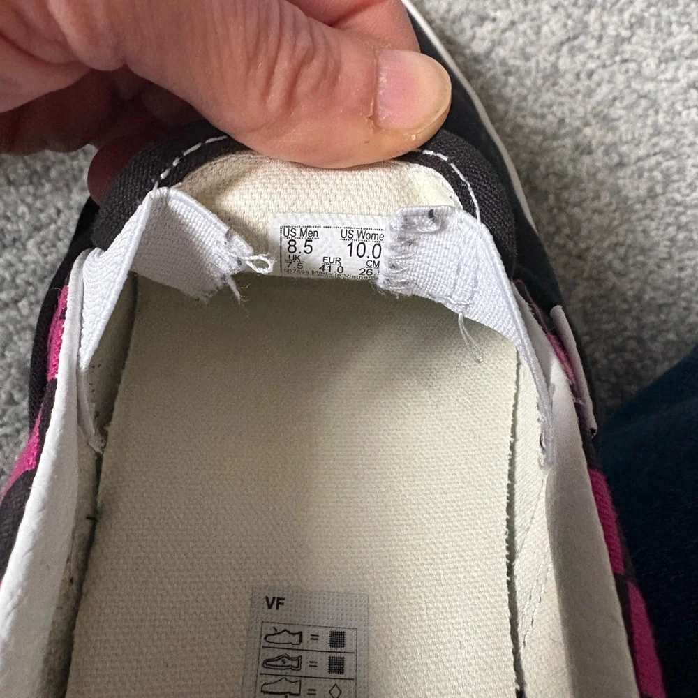 Vans Black and Pink Checkered Slip-Ons - Picture 4 of 7
